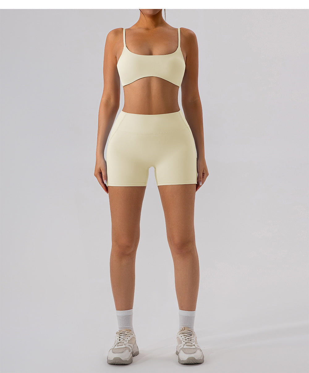 Hip Raise High Waist Yoga Shorts Women Running Slim Fit Sports Shorts Nude Feel Outer Wear Training Belly Contracting Fitness Pants