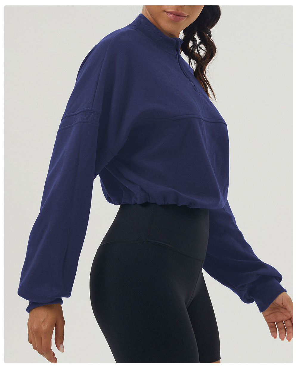 Autumn Winter Thickened Sweater Sports Casual Yoga Clothes Long Sleeve Jacket Half Zipper Fitness Clothes Loose Sweater Women