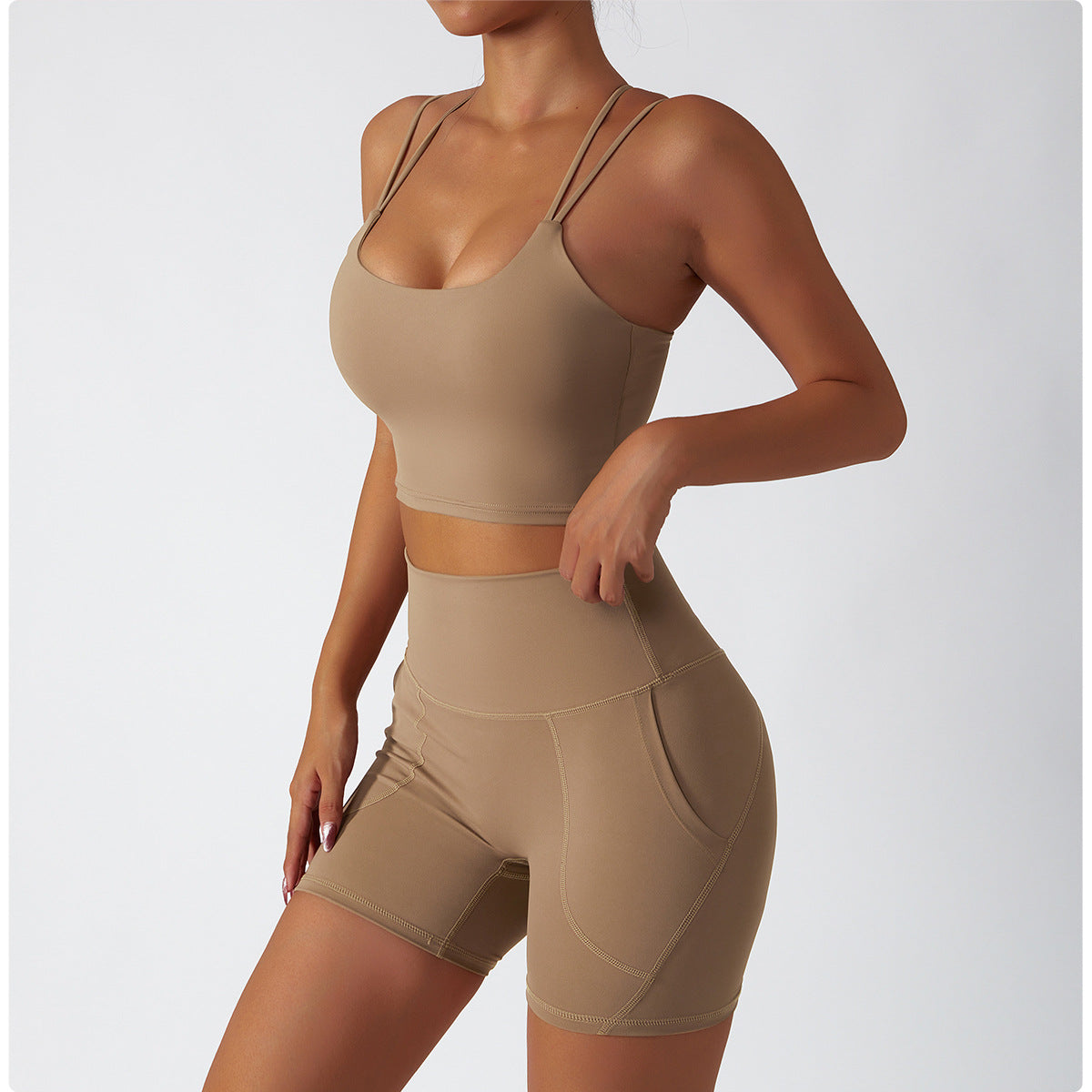 Sollinarry Sustainable Recycled Nude Feel Yoga Suit Summer Breathable Training Sports Suit Women High Waist Hip Lift Running Fitness Clothes