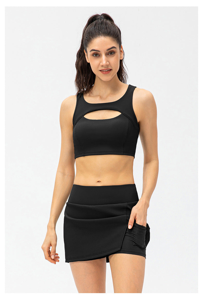 Spring Summer Women Yoga Workout Bra Hollow Out Cutout Out Sexy With Breast Pad Shockproof Running Exercise Underwear Vest