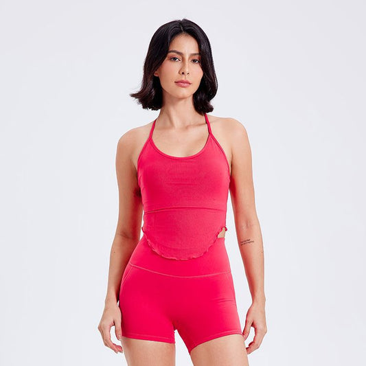 Sports Spun Yarn Vest Fixed Cup Yoga Jacket Women Casual Running Wait Lifting Breast Holding Workout Clothes Bra