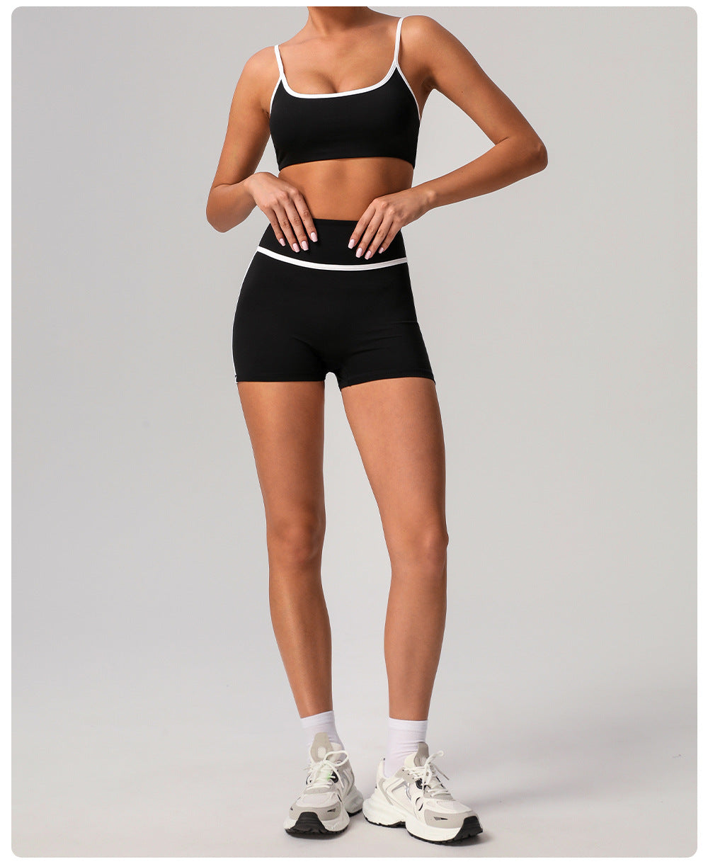 High Top Sports Suit Women Contrast Color Beauty Back Tight Nude Feel Yoga Suit Suit Running Fitness Yoga Wear