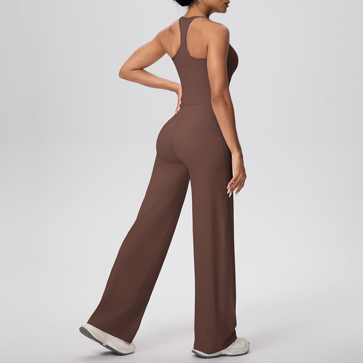 Micro Brushed Solid Color H Shaped Beauty Back Sports Vest Yoga Pants Baggy Straight Trousers Fitness Yoga Wear Suit