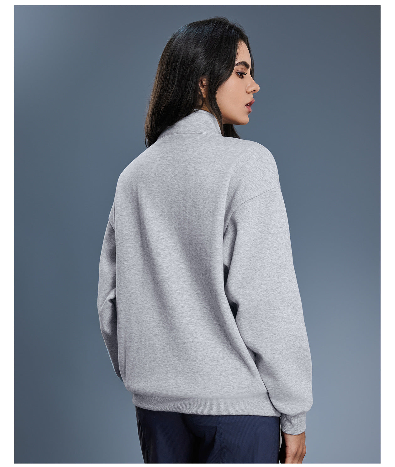 Autumn Winter Half Zipper Fleece Lined Thickening Stand Collar Sweater Women Casual Loose All Matching Warm Top