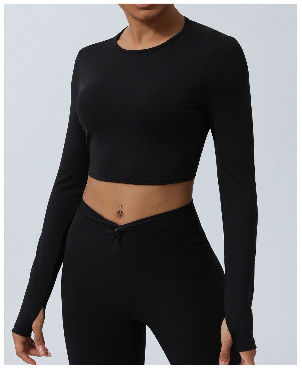 Spring Nude Feel Hollow Out Cutout Out Beauty Back Sports Top Twisted Short Yoga Clothes With Chest Pad Long Sleeve T Shirt Workout Clothes