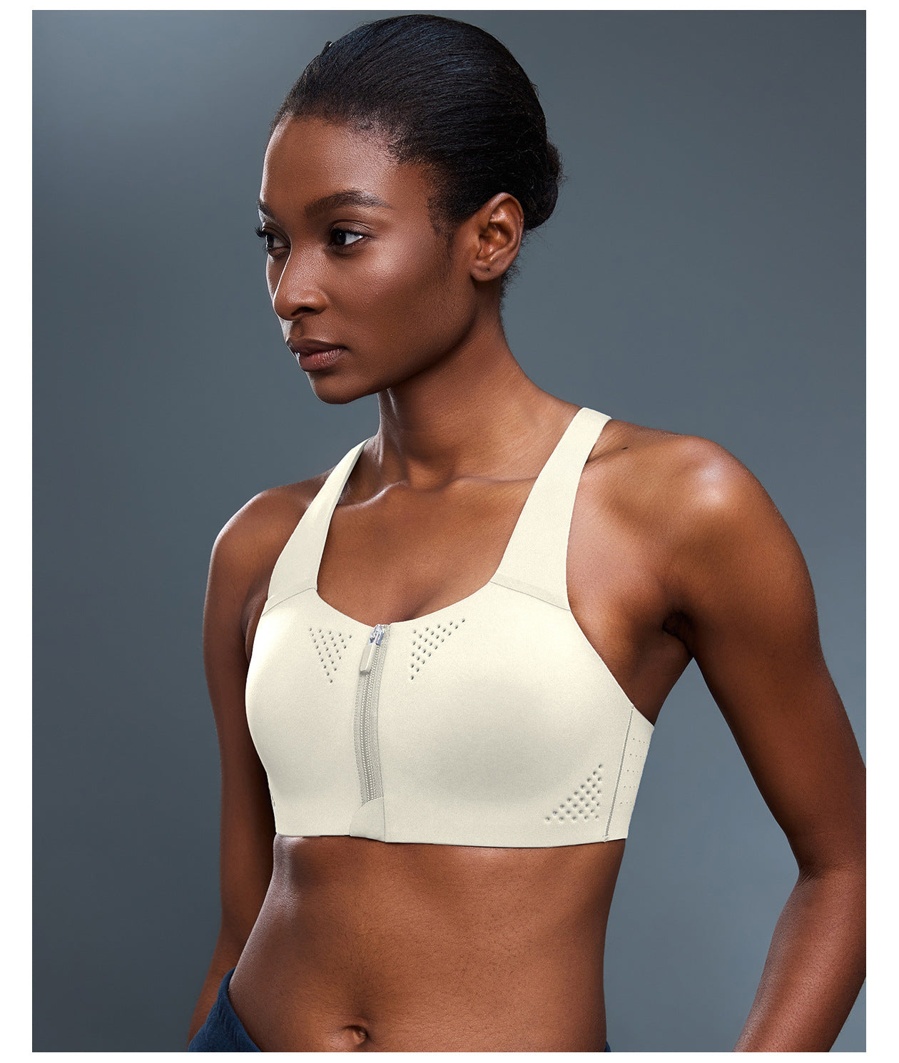 Front Zipper High Strength Sports Underwear for Women One Piece Cup Shockproof Push up Yoga Bra Adjustable Shoulder Strap