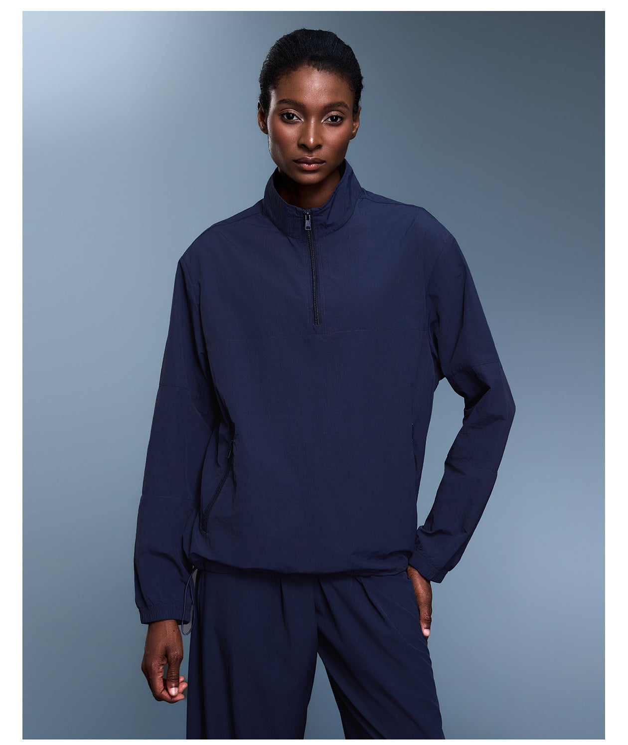 Half Zipper Windproof Stand Collar Sports Long Sleeved Top Women Lightweight Waterproof Outdoor Fitness Jacket Autumn