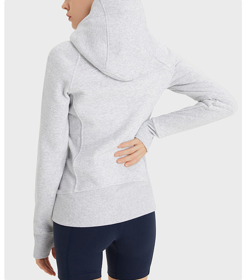 Sca Thickened Warm Hooded Sports Jacket Women Outdoor Casual Outdoor Yoga Training Fitness Jacket