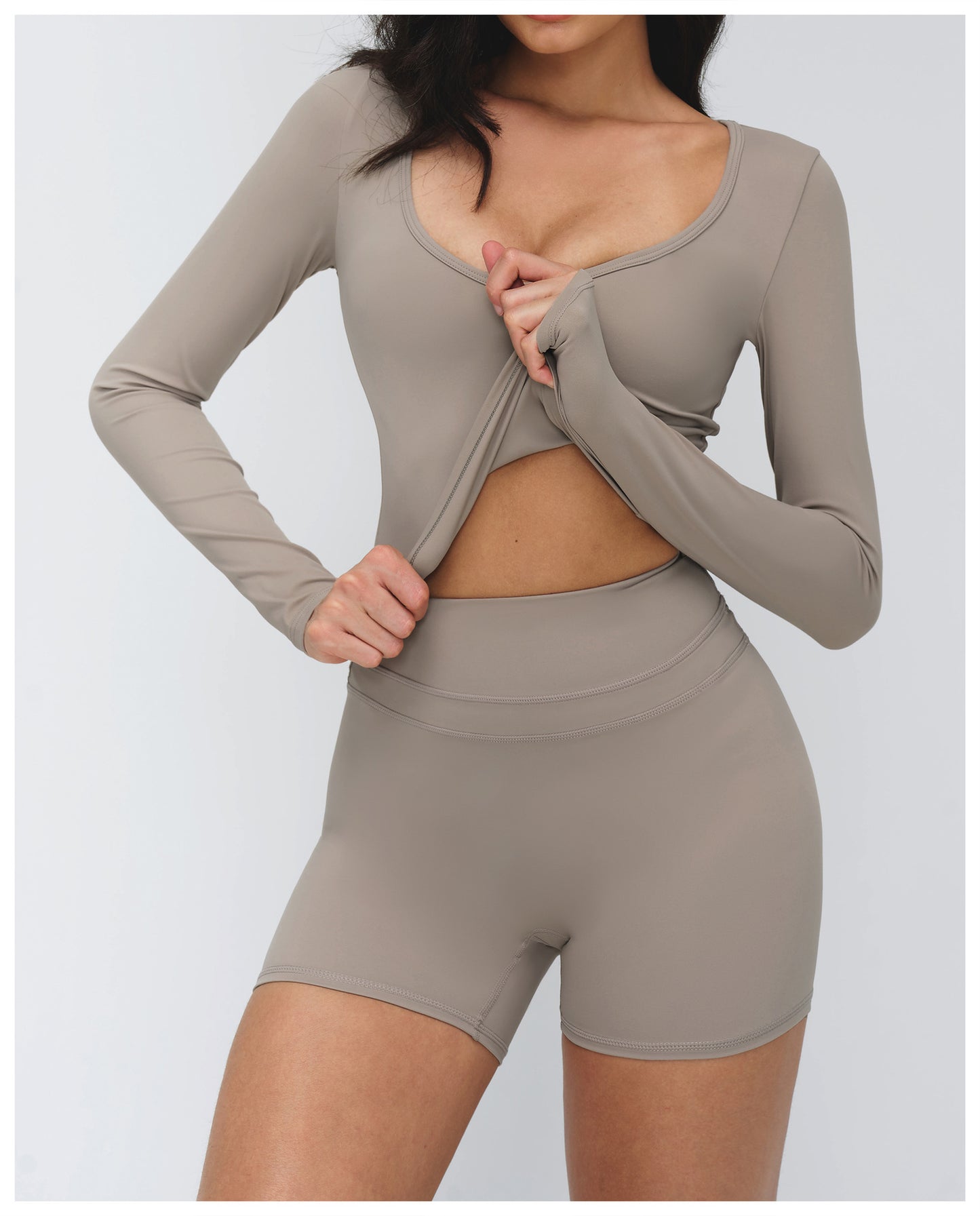 Brushed Yoga Long Sleeved V neck T shirt Tight Casual Yoga Clothes Outdoor Running Fitness Sports Top