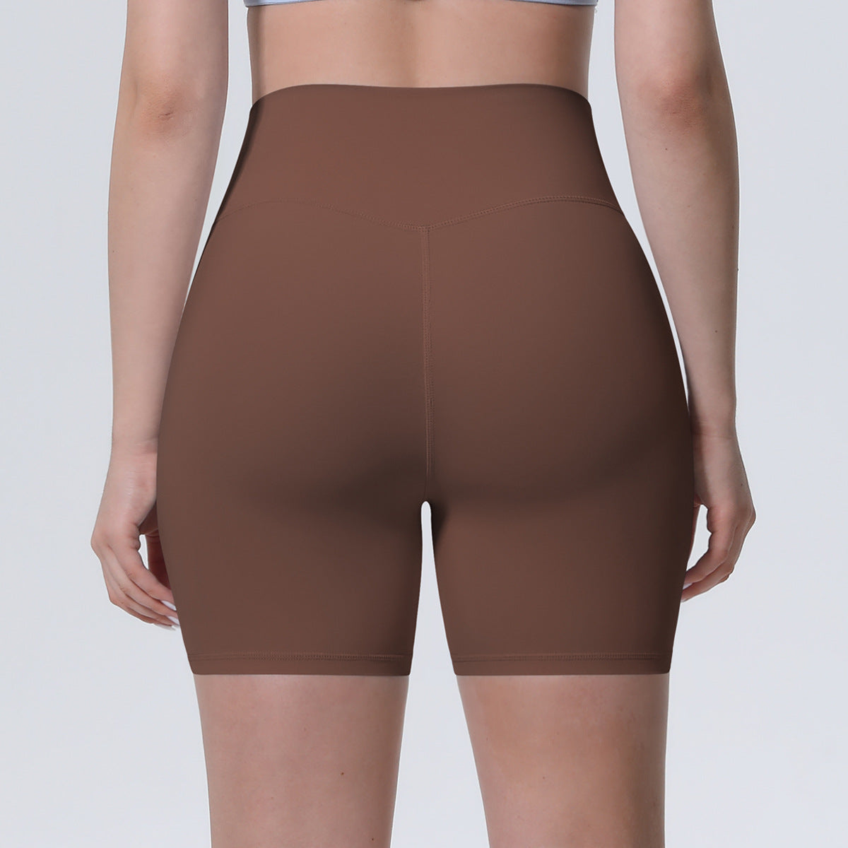 Nude Feel Yoga Pants Women High Waist Breathable Belly Contracting Fitness Shorts Peach Hip Tight Exercise Shorts