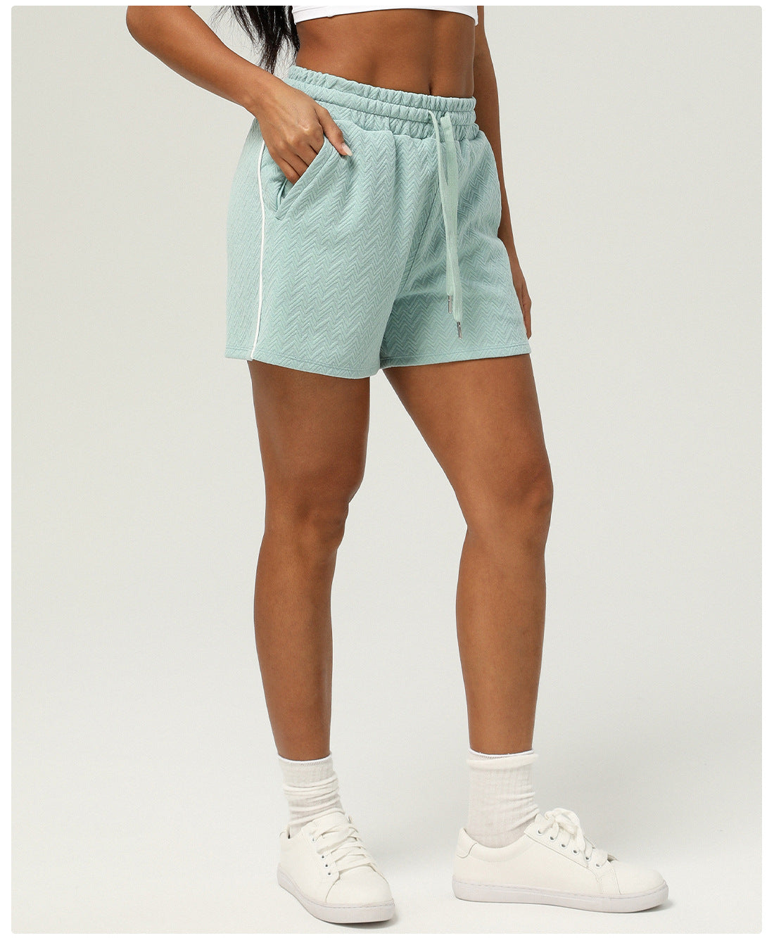 Sports Casual Shorts Pocket High Waist Yoga Shorts Women Drawstring Outdoor Running Shorts