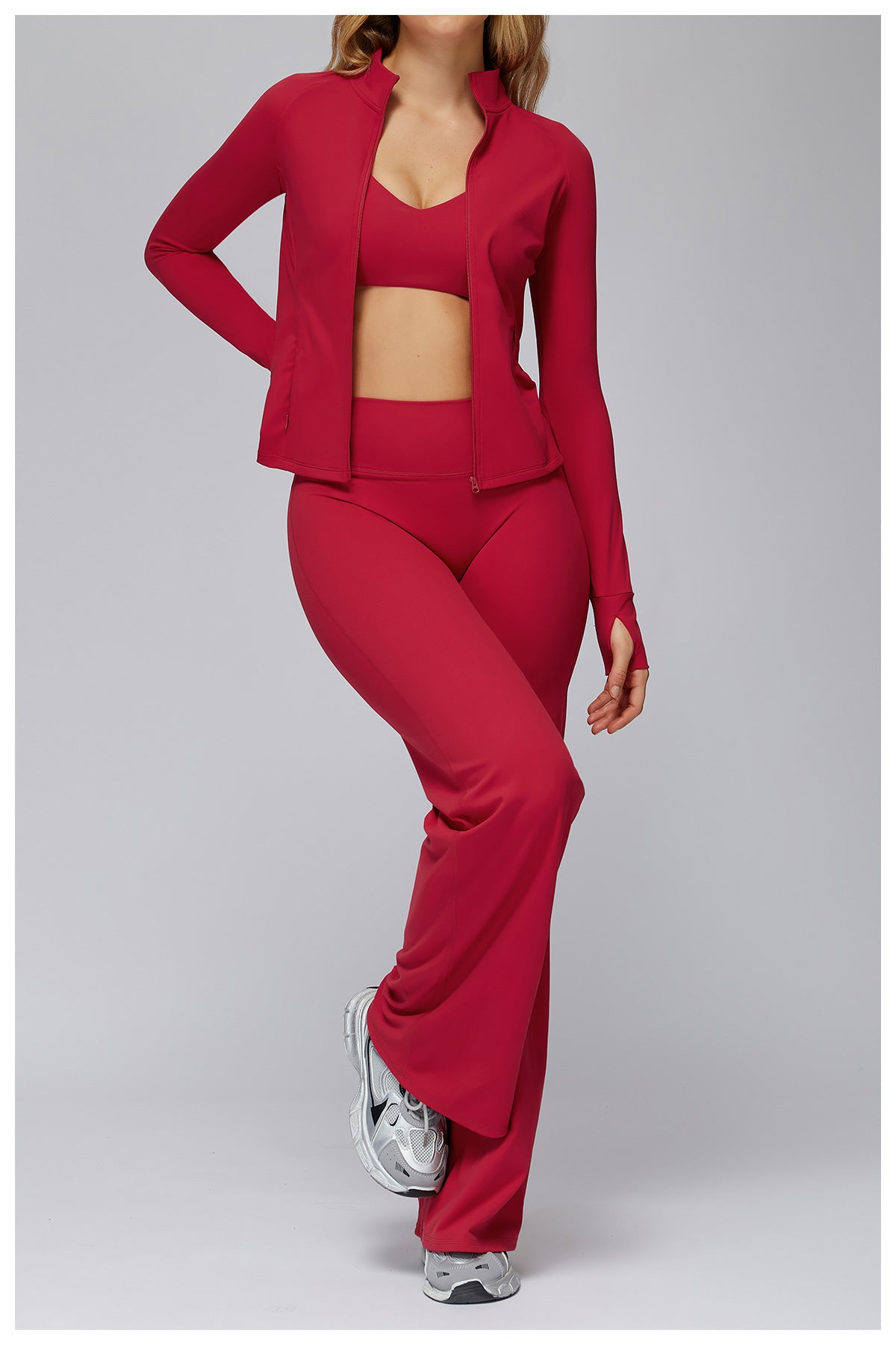 Women Brushed Yoga Jacket Long Sleeved Zipper Pocket Tight Top Outdoor Sports Running Fitness Clothes