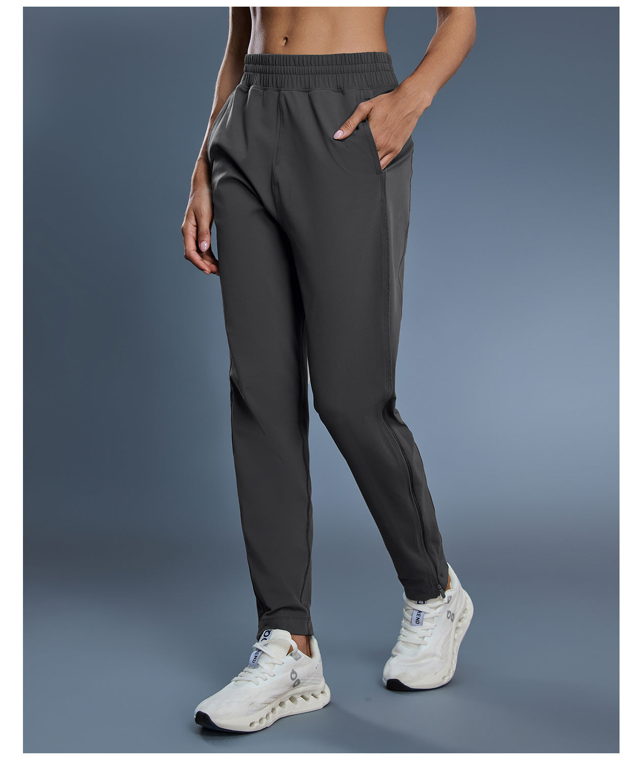 Casual Sports Pants Women Solid Color All Matching Thin Breathable Zipper Trousers Two Way Wear Workout Running Pants