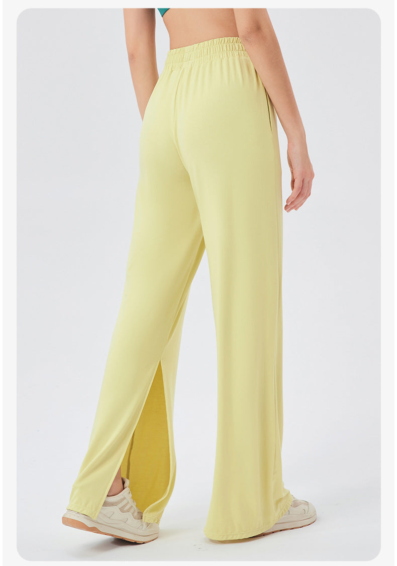 Women Loose Track Pants Modal Cool Breathable Casual Dance Pants High Waist Drooping Split Yoga Trousers