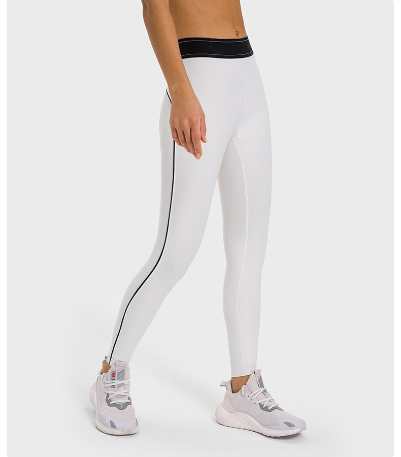 Contrast Color Elasticated Waist Sports Tights High Elastic Slim Slimming Training Fitness Yoga Pants Women
