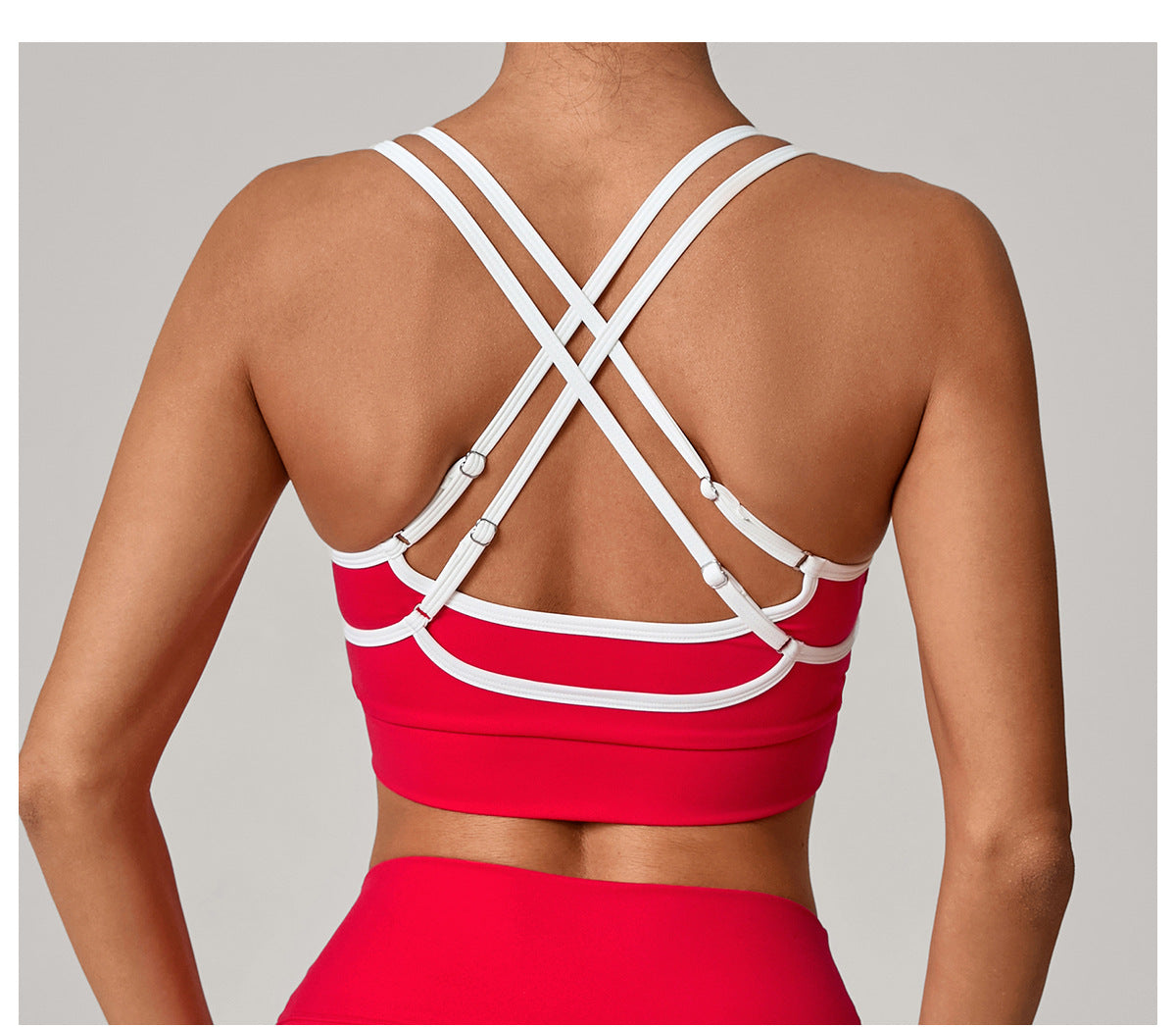 Autumn Sand Tight Nude Feel Contrast Color Sports Bra Women Backless Yoga Vest Workout Clothes Outer Wear Sports Top
