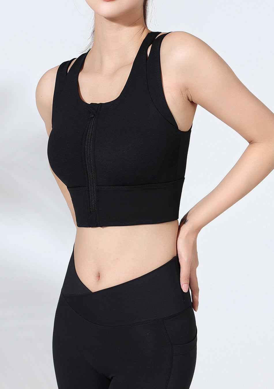 Front Zipper Sports Underwear Women One Piece Chest Pad Fitness Running Yoga Bra Beauty Back Vest
