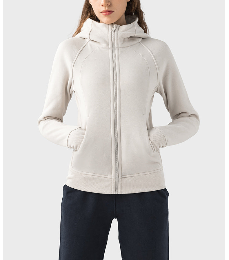 Sca Thickened Warm Hooded Sports Jacket Women Outdoor Casual Outdoor Yoga Training Fitness Jacket