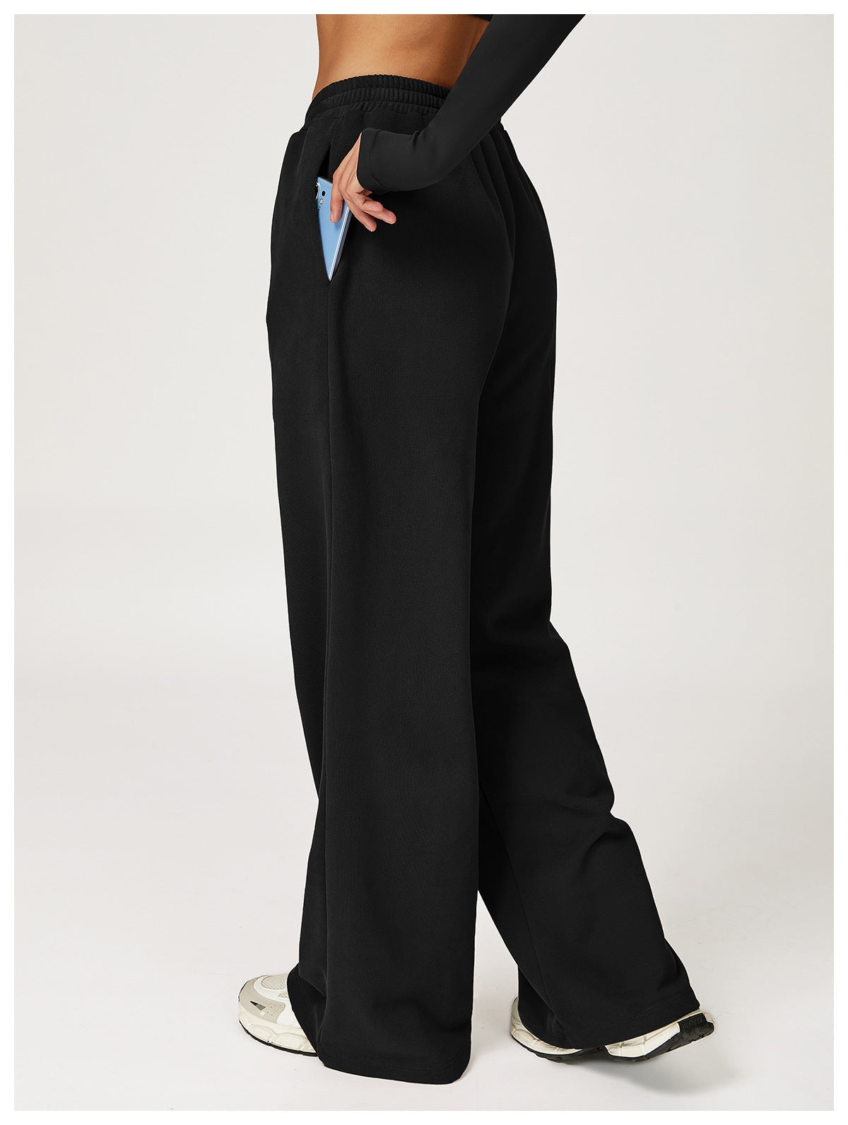 Autumn Winter High Waist Sweatpants Wide Leg Slimming Straight Loose Trousers Outdoor Casual Sports Running Sweatpants