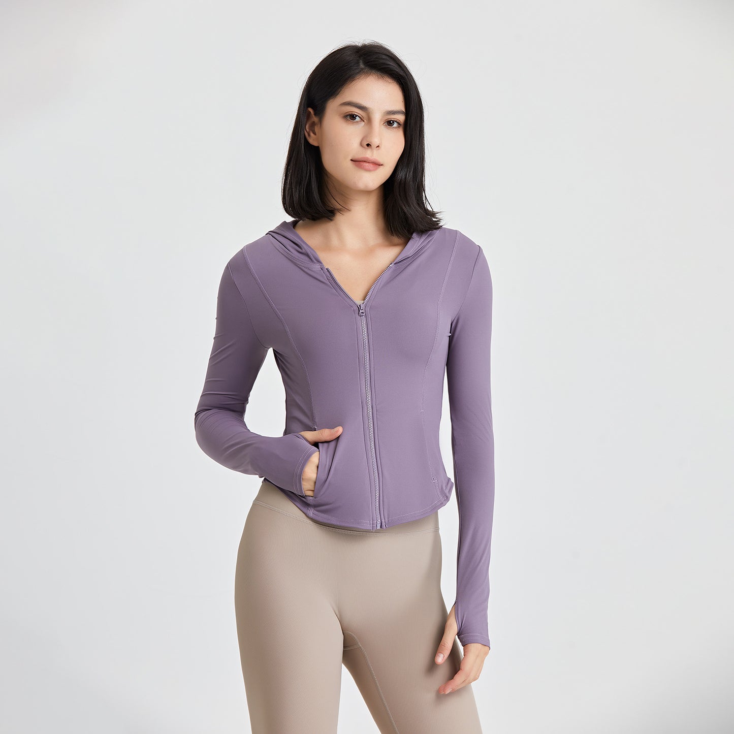 Nude Feel Autumn Winter Yoga Clothes Coat Long Sleeved Zipper Cardigan Women Hooded Running Sports Workout Clothes Top