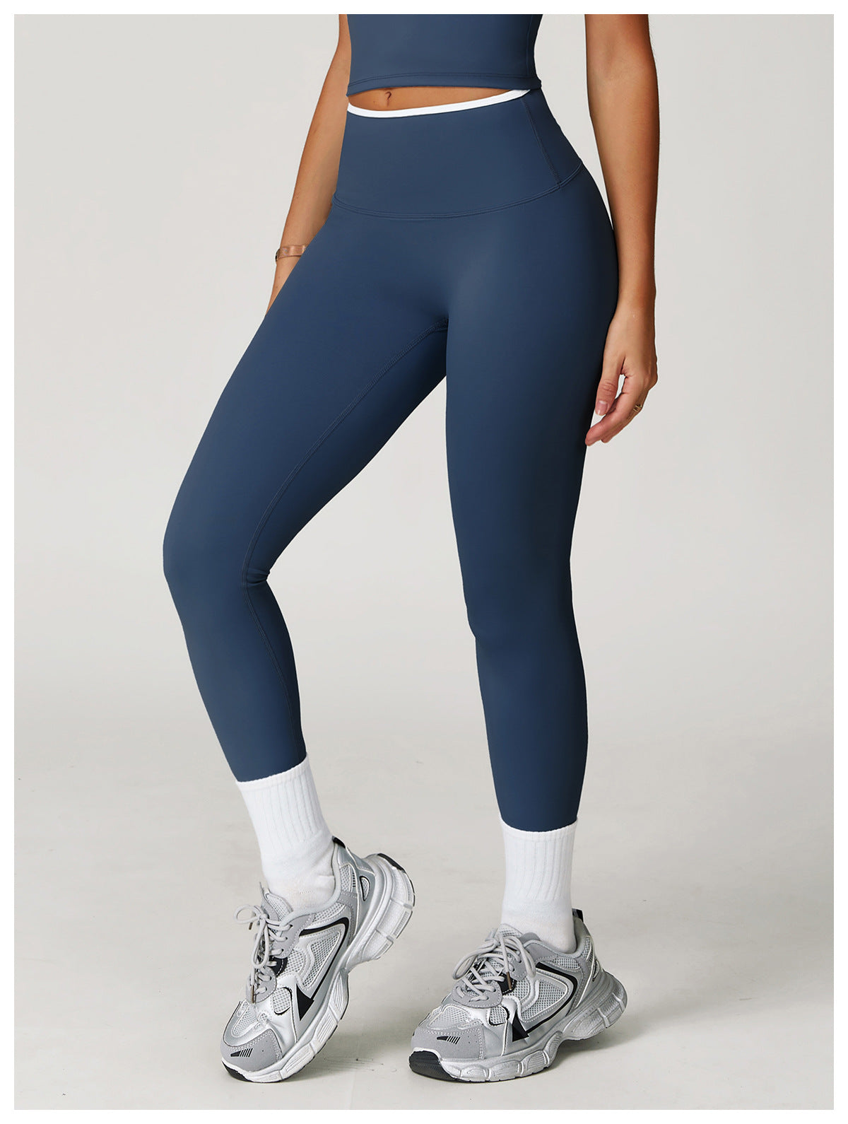 Sollinarry Nude Feel Yoga Pants High Waist Contrast Color Quick Drying Trousers Sports Running Fitness Sports Tights
