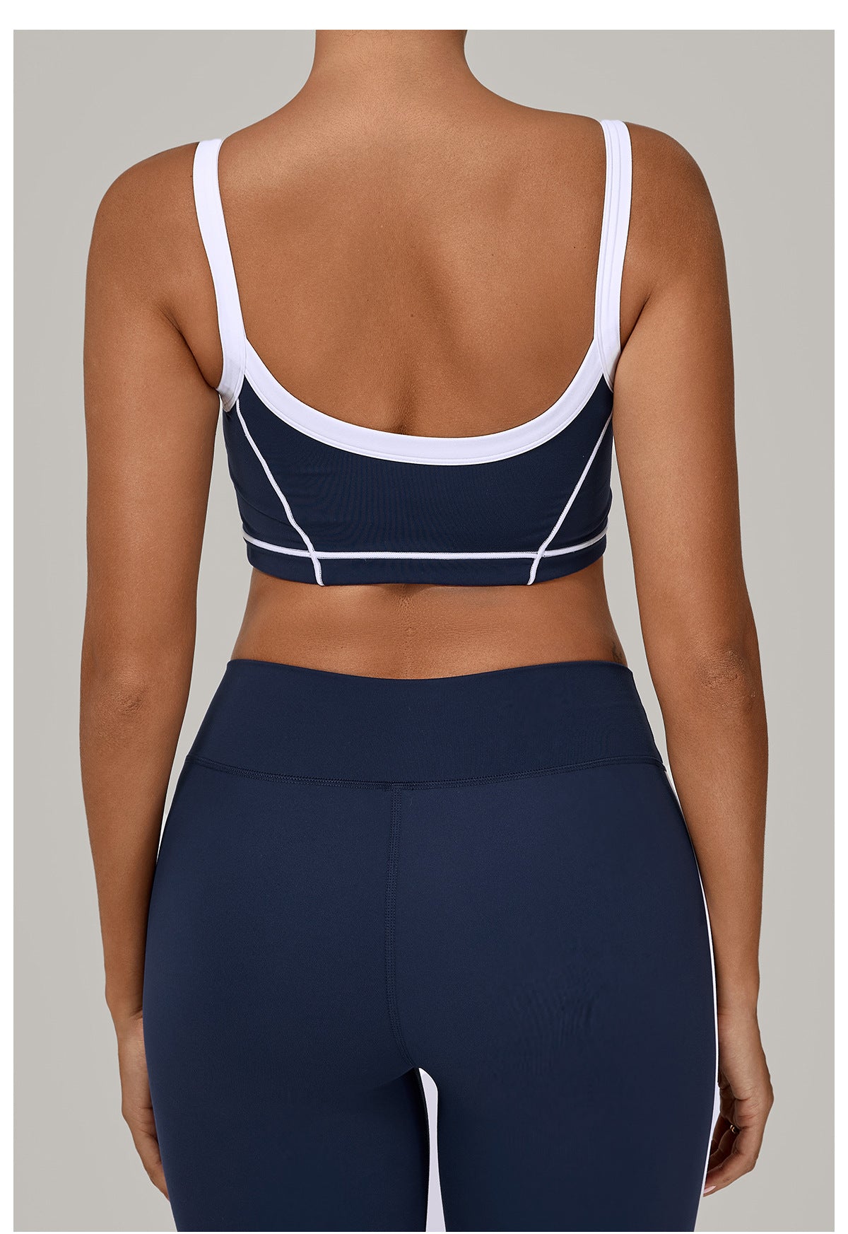 Autumn Sand Color Contrast Patchwork Yoga Bra Double Shoulder Strap Beauty Back Quick Drying Sports Tops Outerwear Running Yoga Clothes