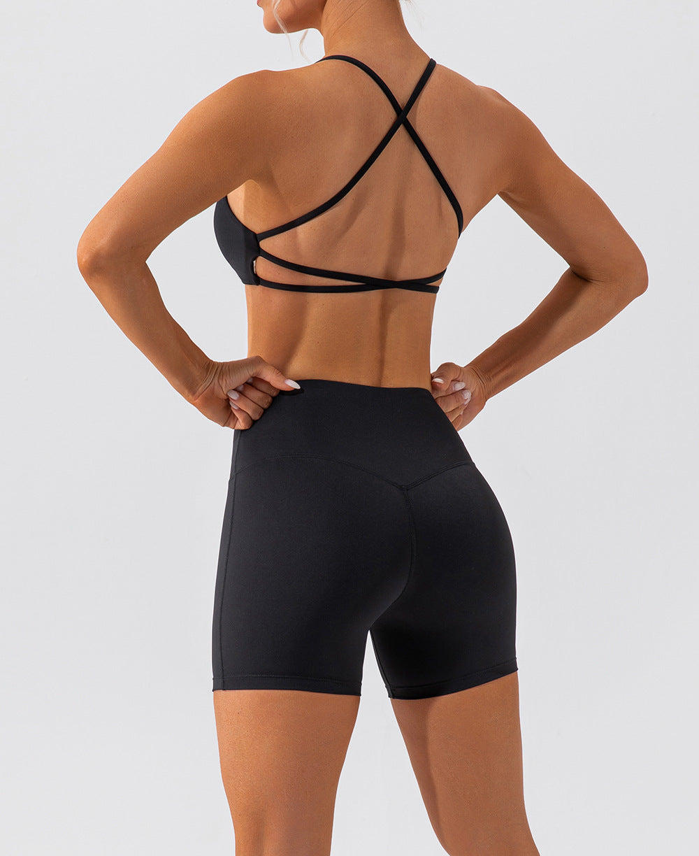 Quick Drying Nude Feel Yoga Shorts Women Hip Lifting Running Workout Shorts Tight High Waist Sports Training Leggings