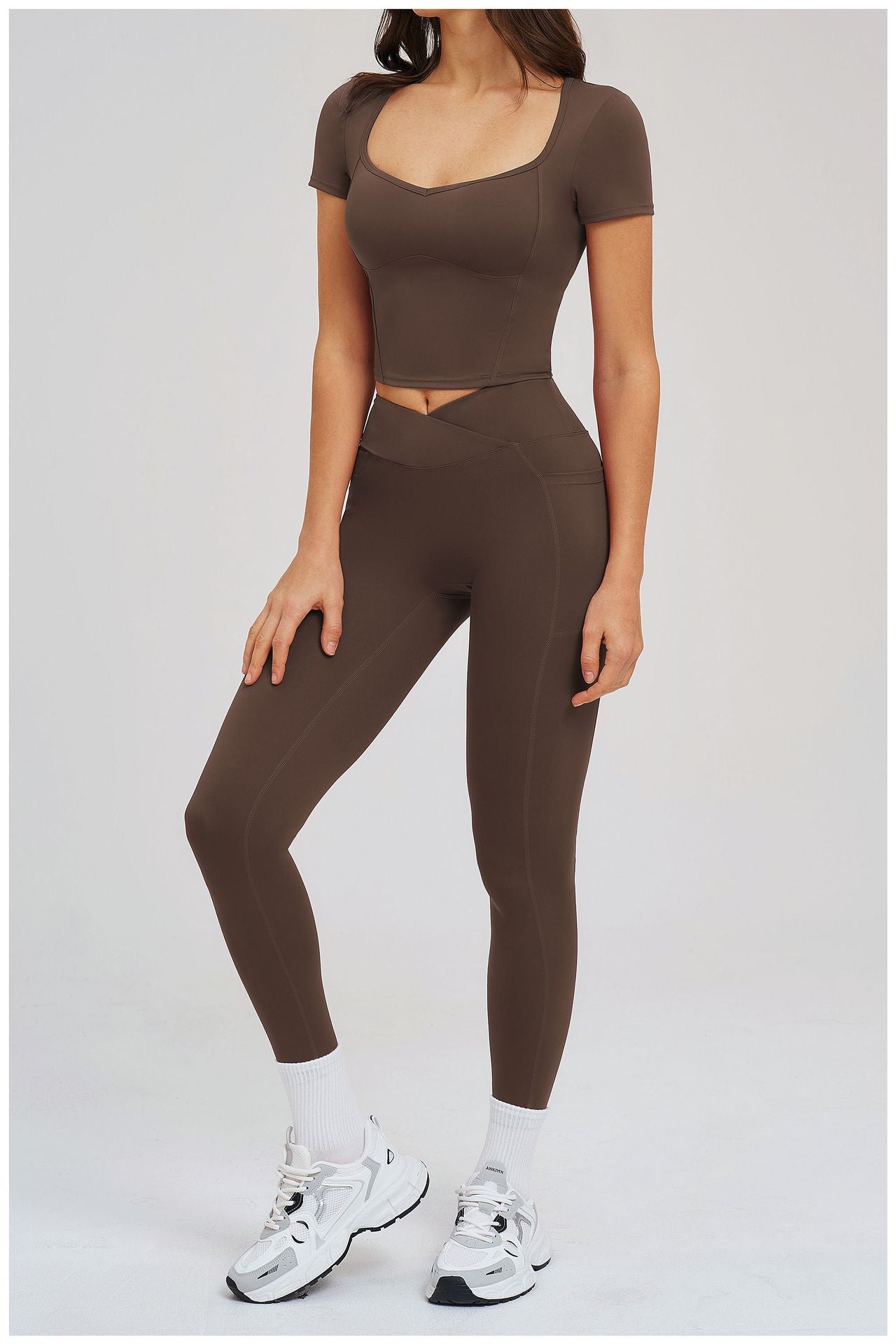 Spring Yoga Suit Tight Nude Feel Casual Set Outdoor Running Workout Exercise Outfit