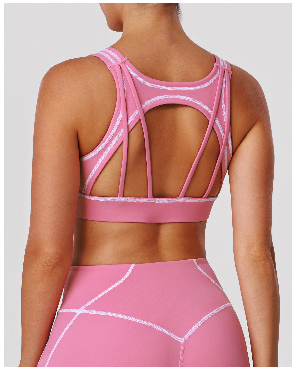 Sports Yoga Shaping Bra Contrast Color Shockproof Training Workout Underwear Hollow Out Cutout-out Beauty Back Sports Vest with Pad