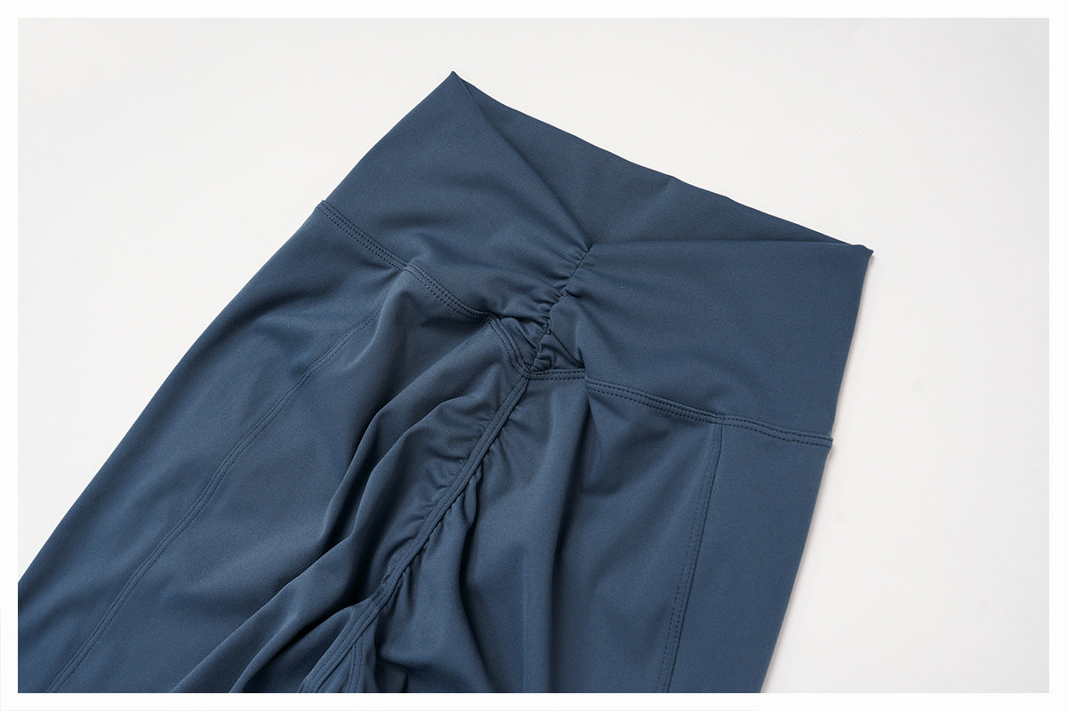 Brushed Yoga Trousers High Waist Pleated Tight Trousers Women Outdoor Running Sports Workout Clothes