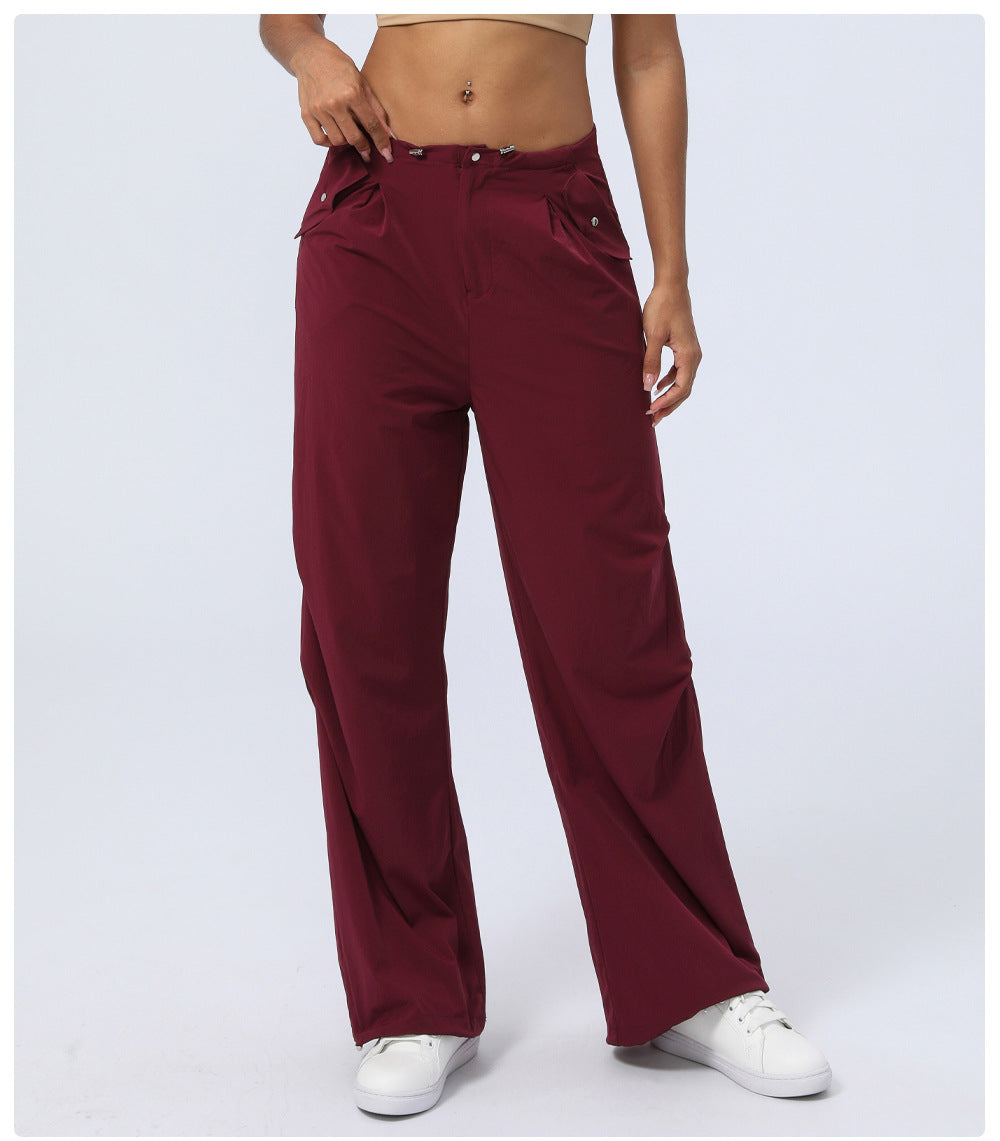Autumn Winter High Waist Quick Drying Sports Trousers Women Ankle Banded Pants Loose Straight Paratrooper Pants Casual Working Pants