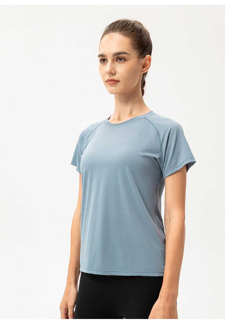 Women Summer Ice Feeling Quick Drying Yoga Short Sleeve Loose Casual Running Exercise T shirt Breathable Fitness Short Sleeve