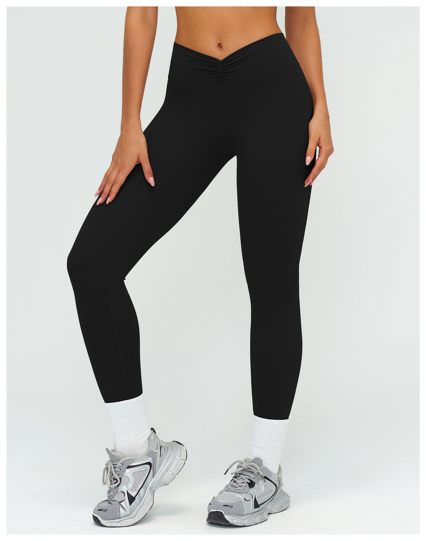 Yoga Trousers Brushed High Waist Pleated Tight Trousers Outdoor Sports Running Fitness Pants