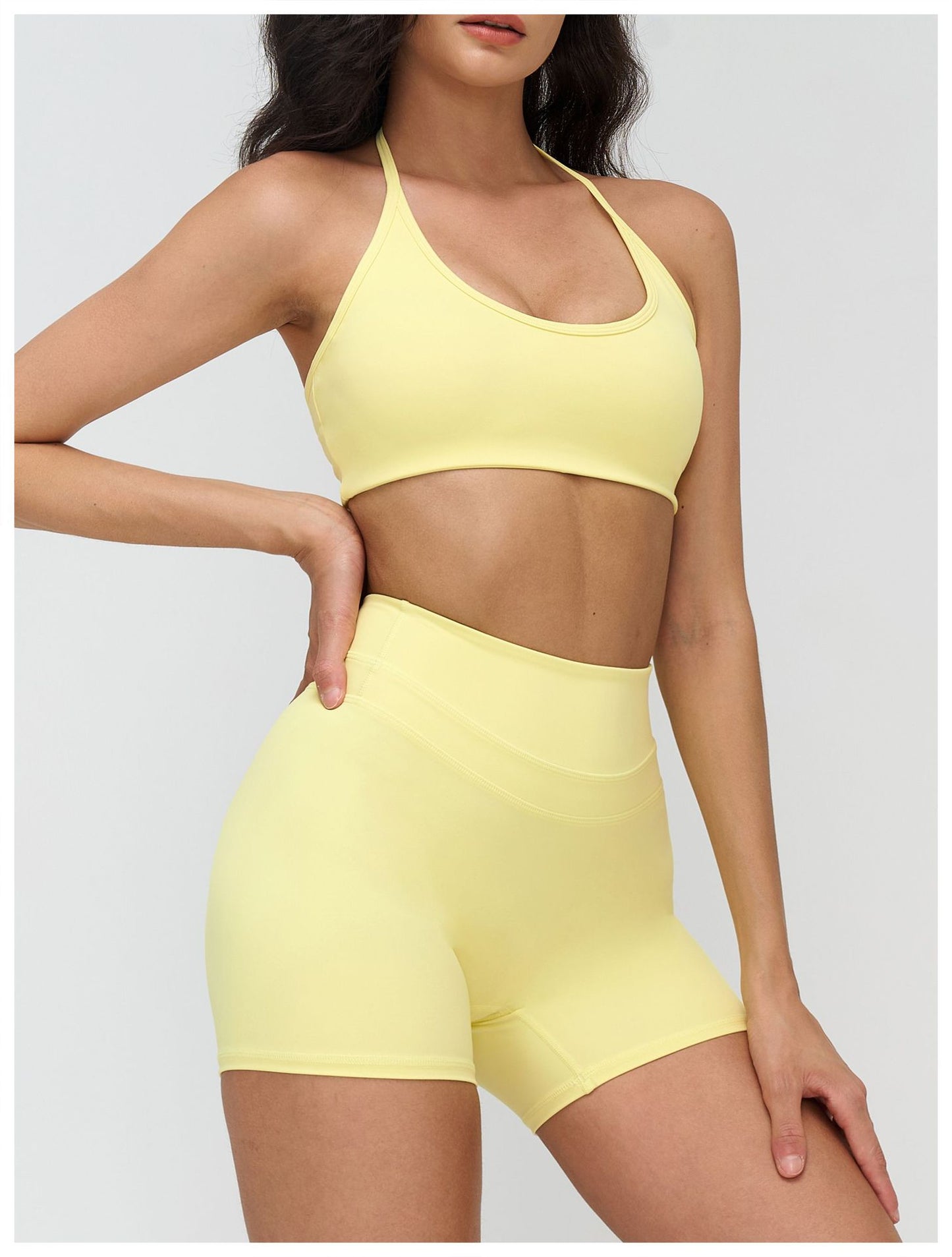 Brushed Yoga Bra Halter Hollow Out Cutout Backless Bra Fitness Running Exercise Underwear Women