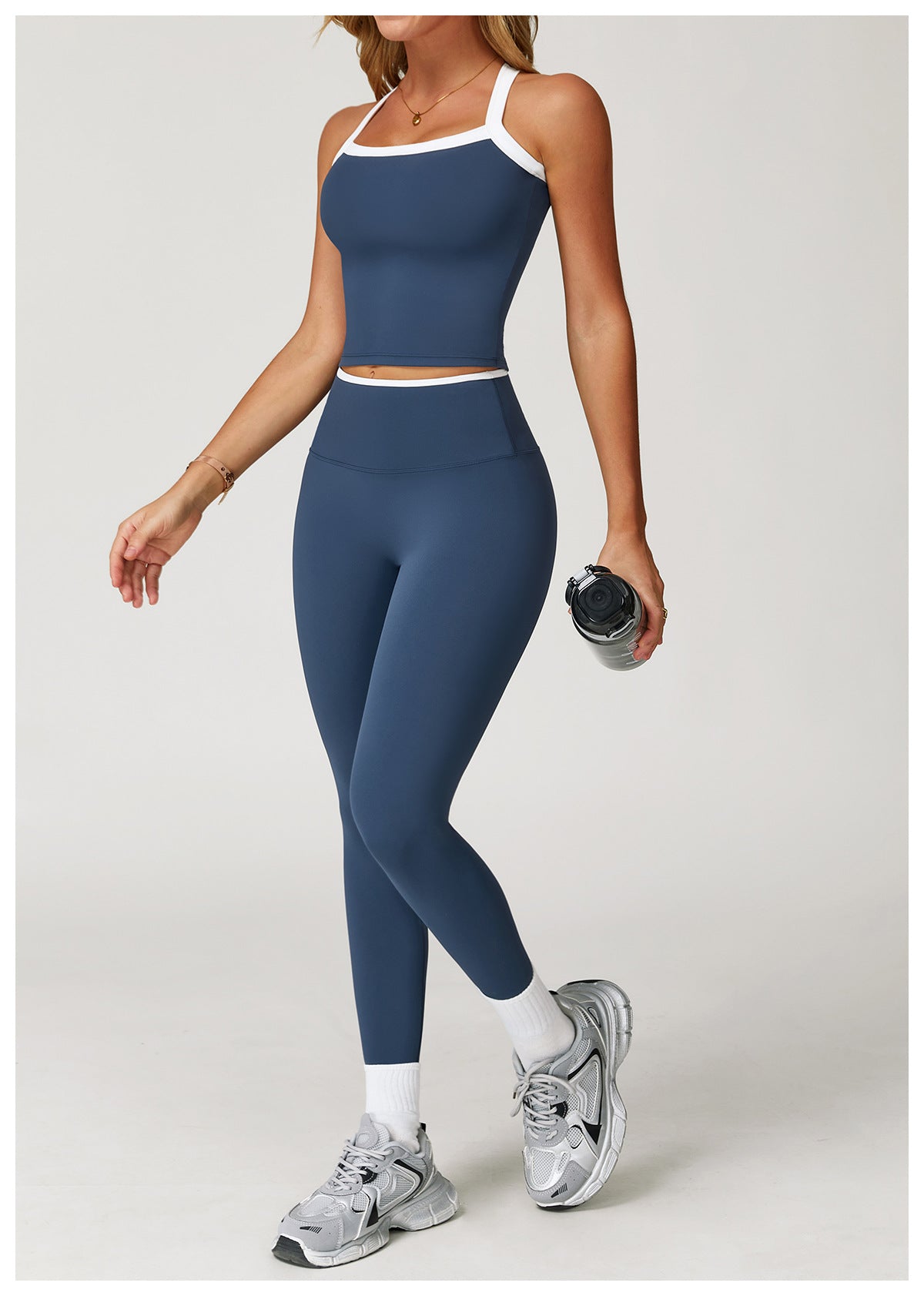 Sollinarry Nude Feel Yoga Pants High Waist Contrast Color Quick Drying Trousers Sports Running Fitness Sports Tights