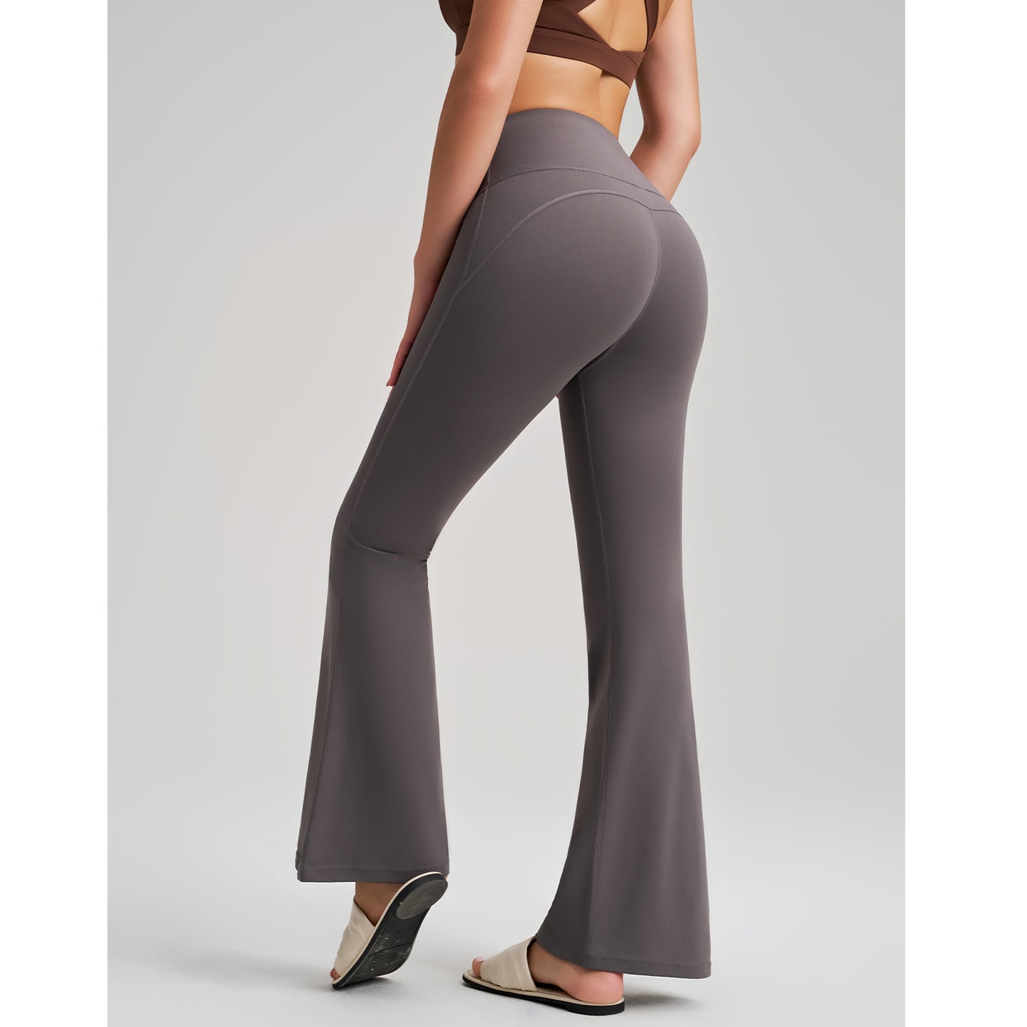 Fleece Lined Thick High Waist Wide Leg Yoga Pants Micro Pull Hip Lifting Fitness Leggings Quick Drying Antibacterial Bootcut Pants