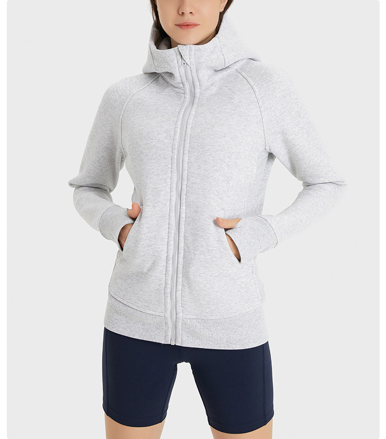 Sca Thickened Warm Hooded Sports Jacket Women Outdoor Casual Outdoor Yoga Training Fitness Jacket