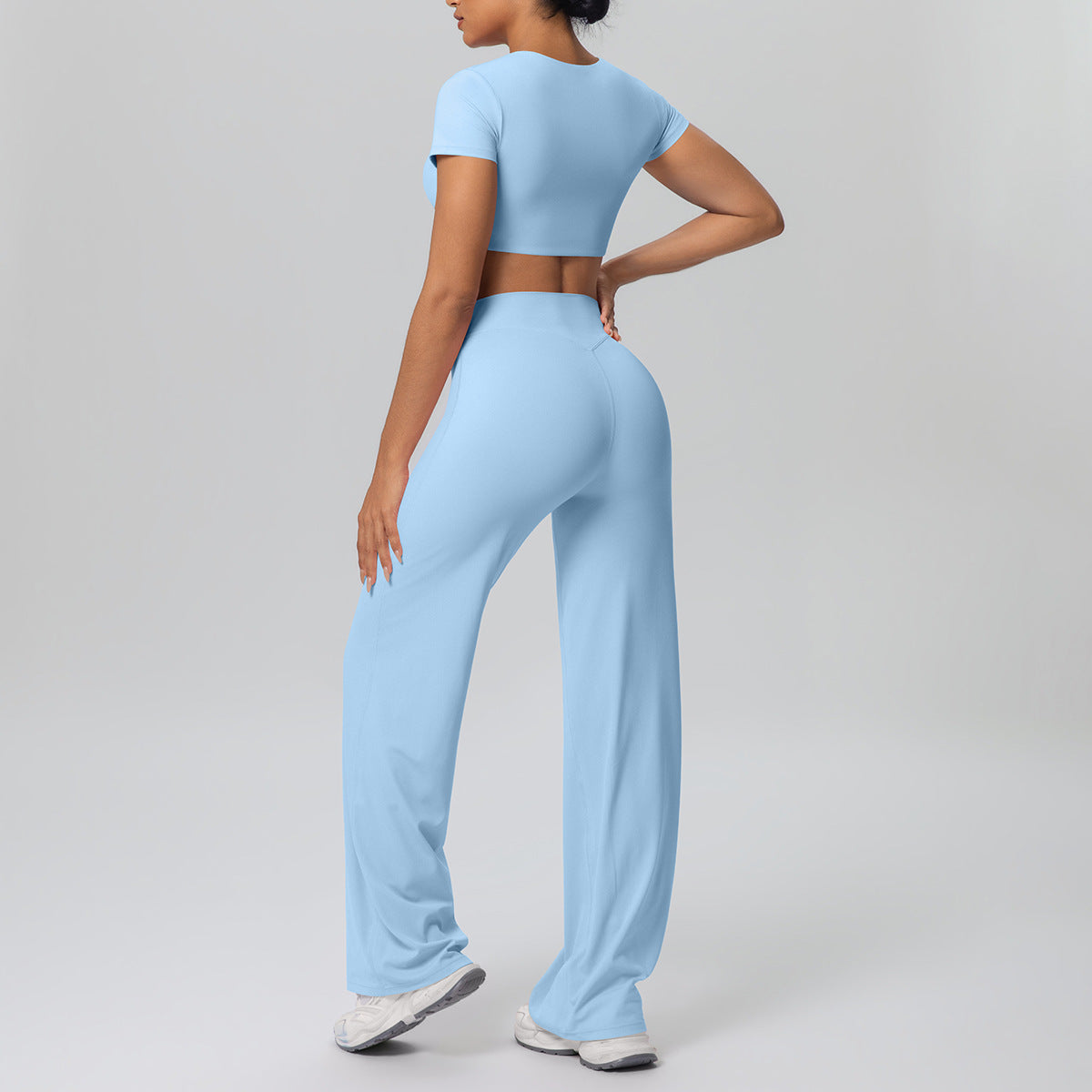 Nude Feel Outdoor Sports Short Sleeve Outdoor Running with Chest Pad Straight Leg Pants Yoga Clothes Leggings Yoga Set