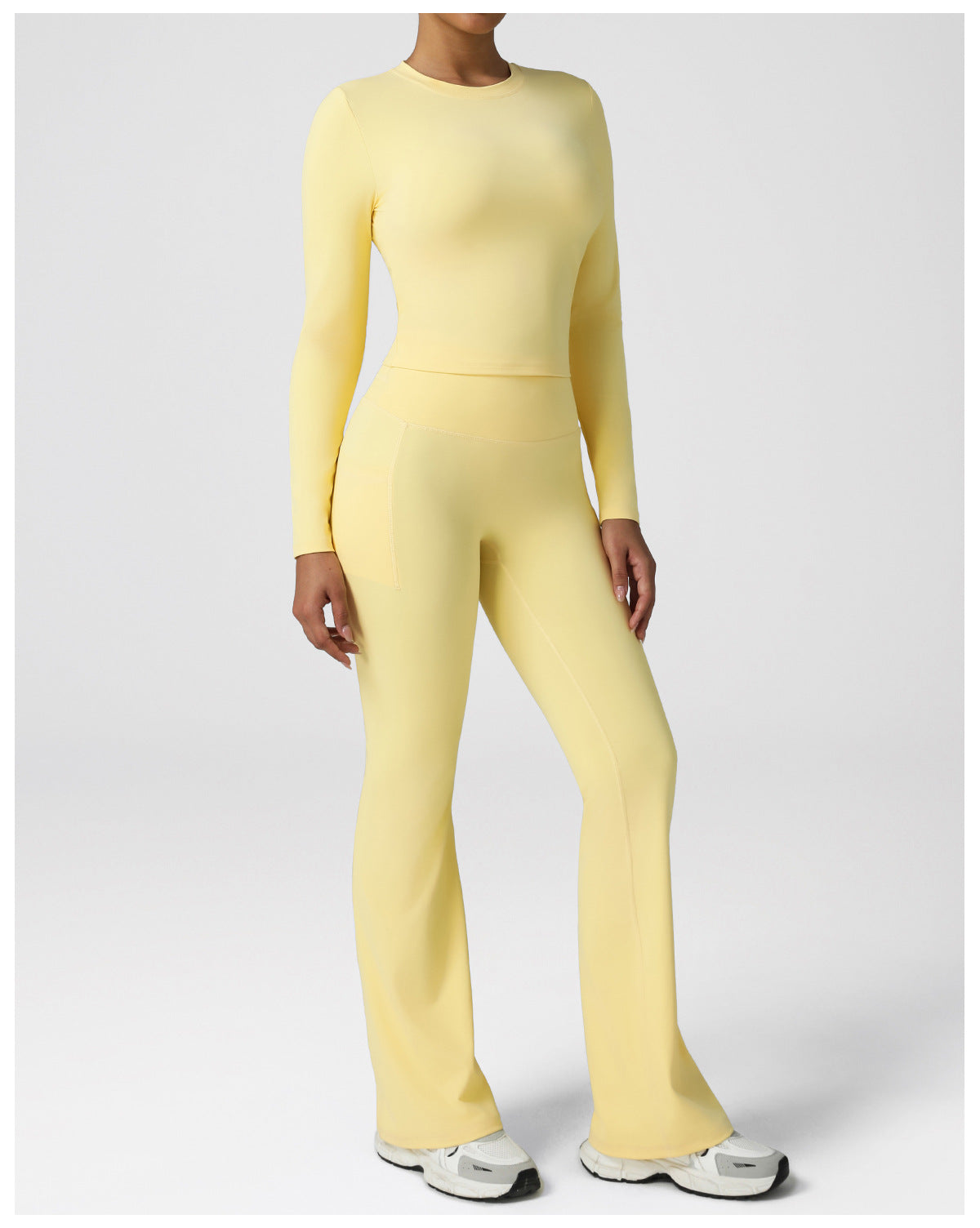 Nude Feel Slim Fit Pocket Dance Wide Leg Pants Hip Raise High Waist Casual Flared Pants Fitness Sports Yoga Trousers