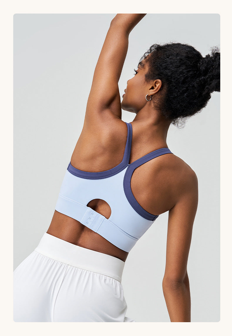 Yoga Color Matching Sports Underwear One Piece Cup High Strength Shockproof Anti Exposure Outer Wear Cross Beauty Back Yoga Underwear Summer