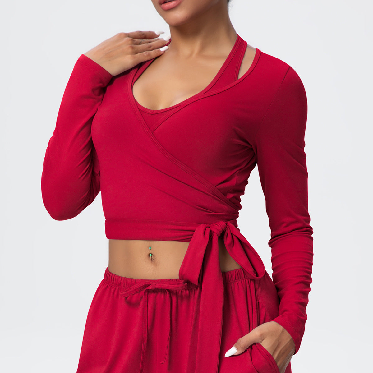 Brushed Yoga Long Sleeve Strap Personalized Yoga Clothes Outdoor High Grade Sports Fitness Clothes