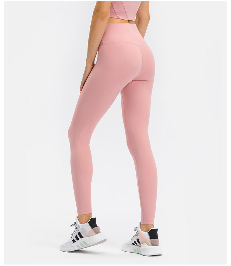 Spring Summer Nude Feel Fitness Pants Women No Embarrassment Line High Top Sports Hip Lifting Stretch Skinny Yoga Pants