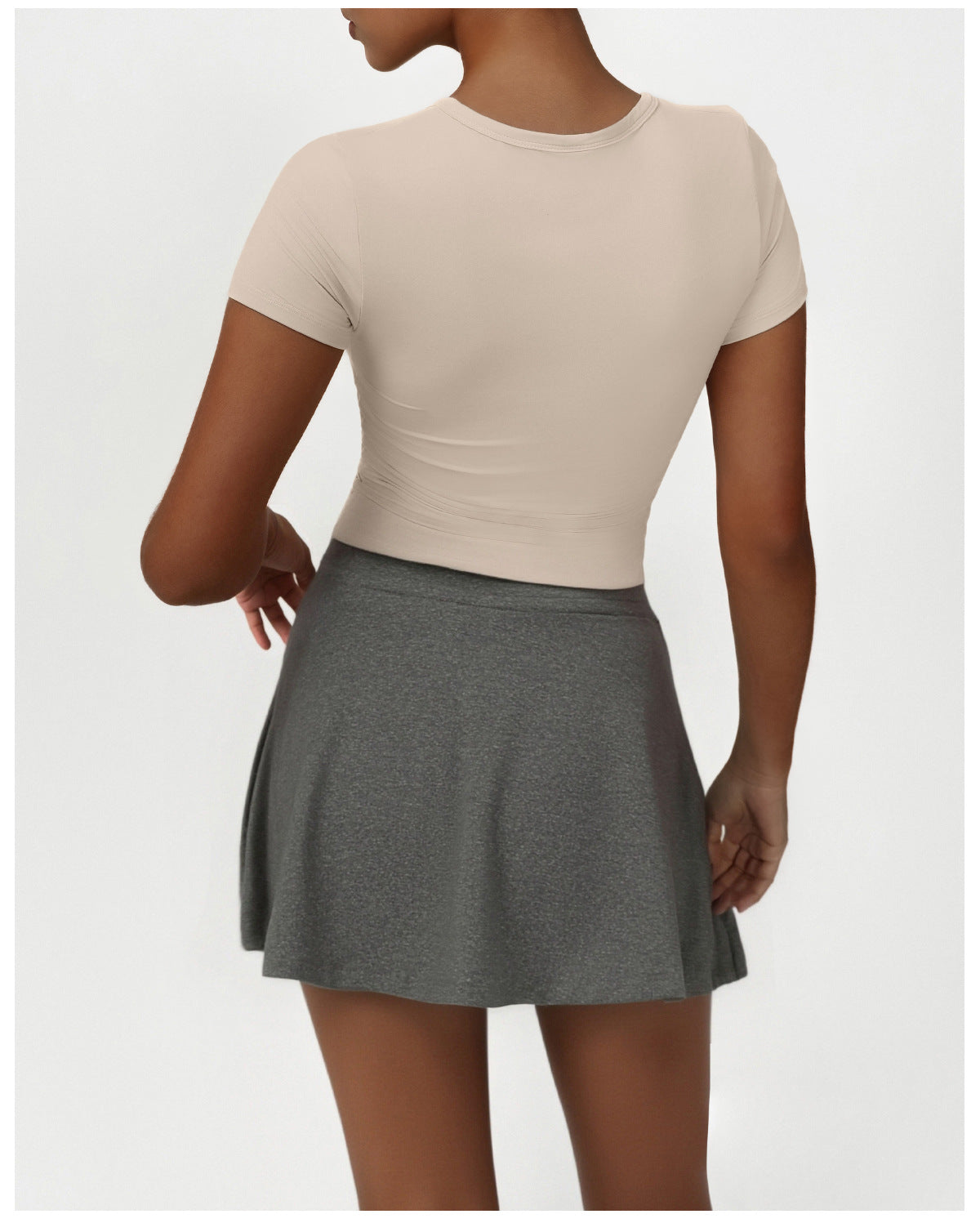 Casual Sports Slim Fitting Women round Neck Short Sleeved Top Yoga Clothes All Match Pantskirt Tennis Training Two Piece Sets