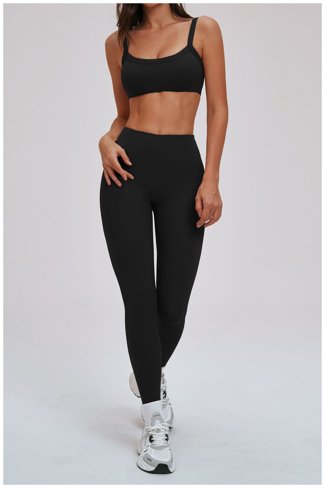 Brushed Double Shoulder Strap Yoga Bra Hollow Out Cutout Back Tight Sports Underwear Outer Wear Running Fitness Clothes