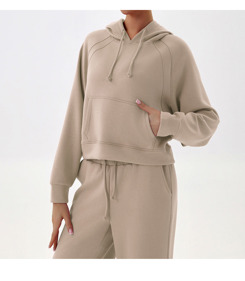 Casual Exercise Sweater Hooded Loose Top Autumn Winter Outdoor Running Training Fitness