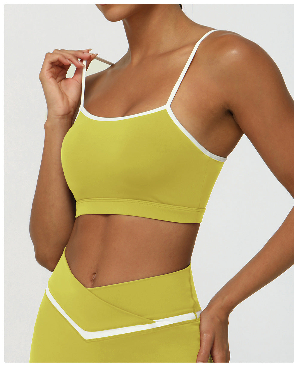 Color Matching Nude Feel Thin Strap Yoga Bra Tight Summer Running Exercise Underwear Shockproof Fitness Vest for Women