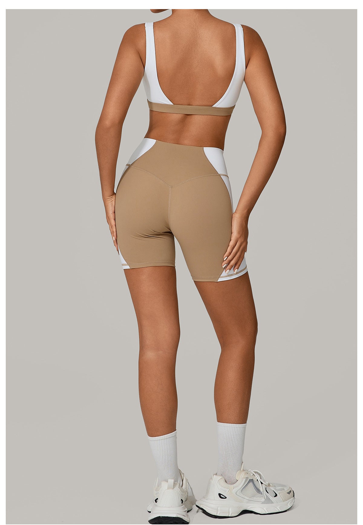 Autumn Sand Backless Yoga Clothes Color Matching Tight Quick Drying Fitness Clothes Medium Tenacity Sports