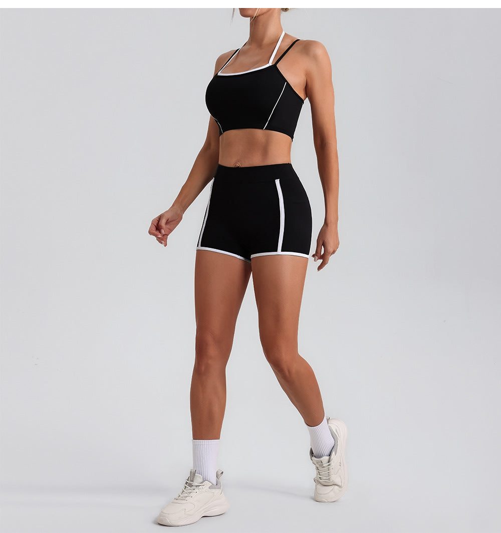 Faux Two Piece Halter Beauty Back Yoga Vest High Strength Running Sports Fitness Nude Feel Adjustable Strap Underwear