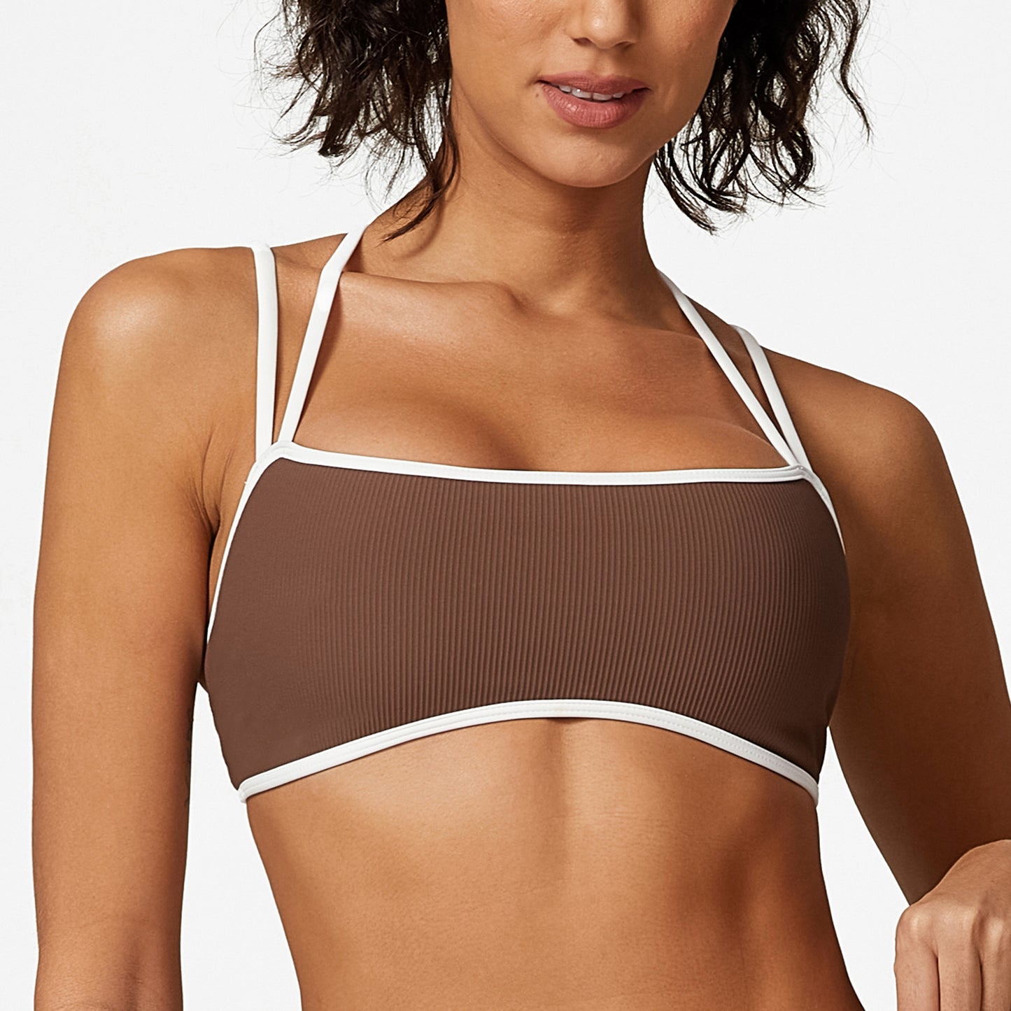 Sports Underwear Spaghetti Strap Contrast Color Vest Fitness Clothes Running Yoga Beauty Back Bra Women