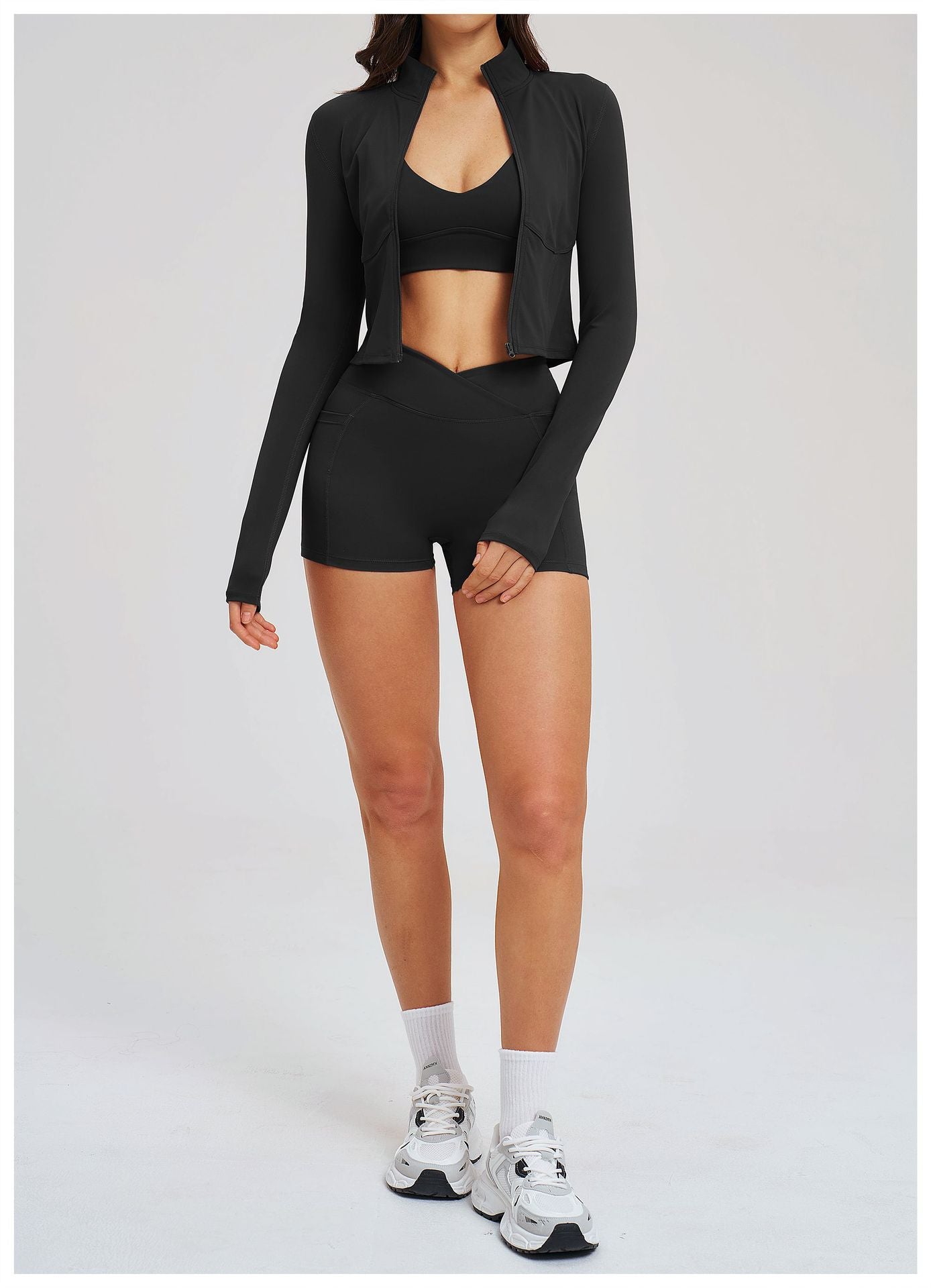 Nude Feel Casual Workout Women Outdoor Running Sports Three Piece Set